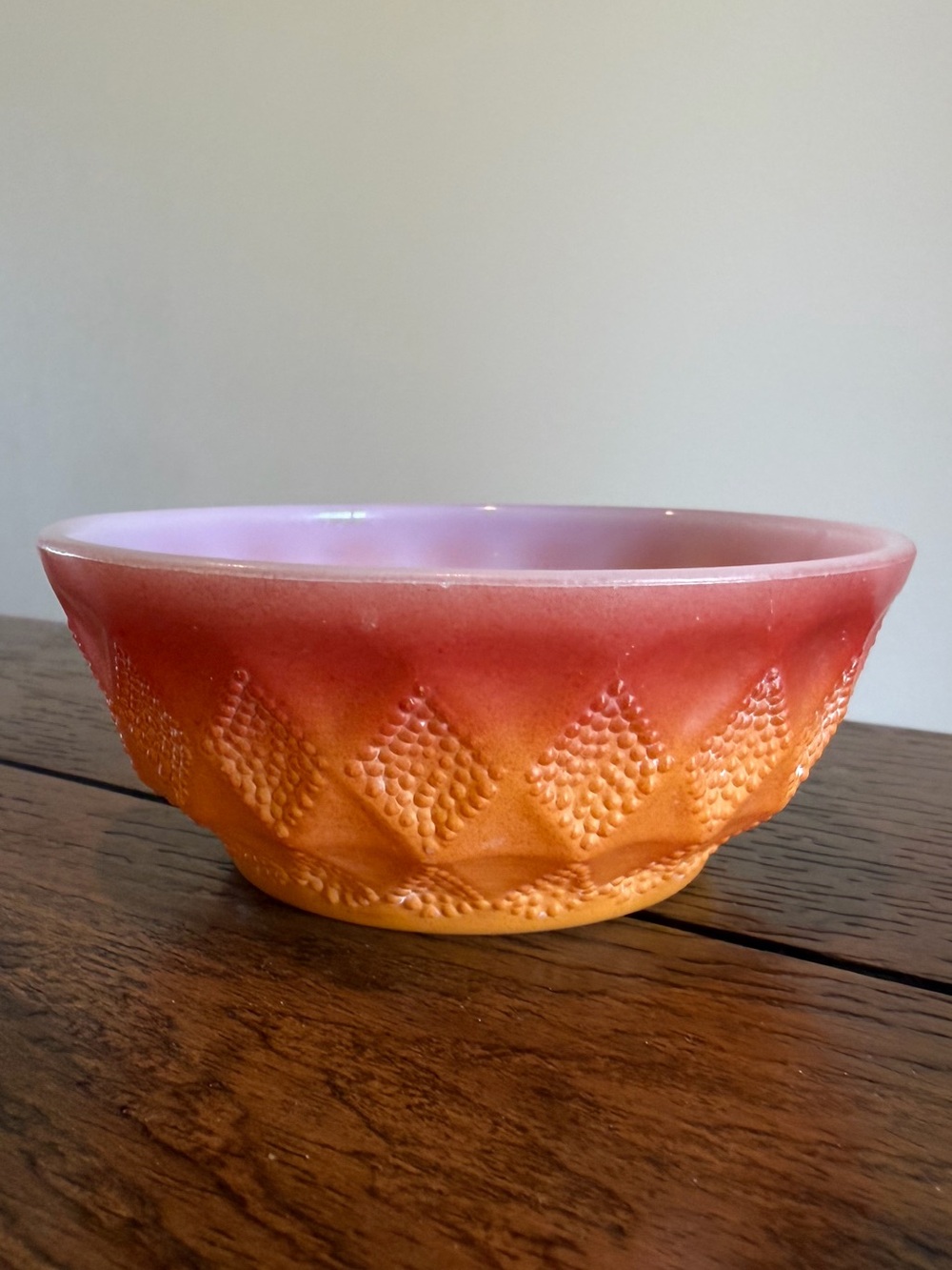 Anchor Hocking Fire-King Kimberly Diamond Glass Cereal‎ Bowl Orange Red Yellow